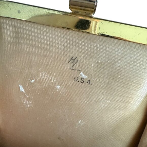 Harry Levine HL Vintage Gold Metal Frame Evening Bag With Chain Strap & Ornate C - Picture 9 of 9